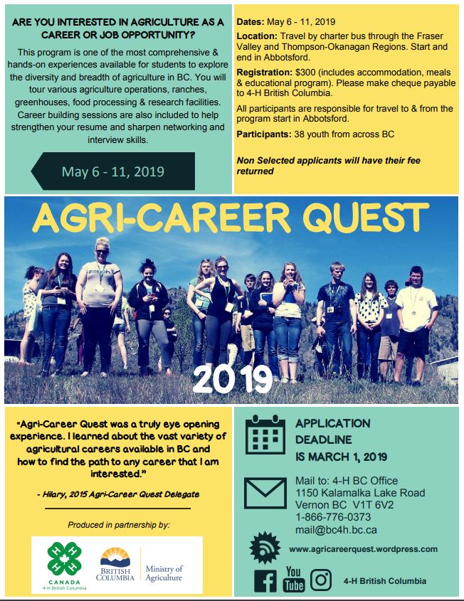 AgriCareer Quest 2019 BC Agriculture in the Classroom Foundation